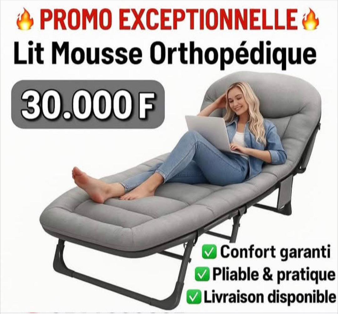 Promo Exceptionnelle 🔥

 

Découvrez ce Lit Mousse Orthopédique au confort garanti, idéal pour vos moments de repos et de détente.

Pratique et pliable, il s’adapte facilement à vos besoins et offre une position parfaite pour se relaxer, lire ou travaill